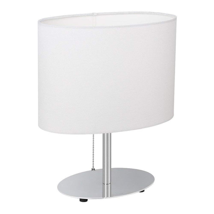 HAITRAL Oval Minimalist Fabric Shade Desk Lamp, Bedside Table Lamp, Night Light, Reading Lamp For Living Room, Kids, Room, Bedroom, Dorm, Office- White Color (HT-A005)