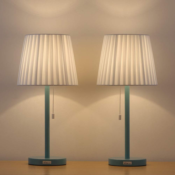 HAITRAL Two Set Blue Contemporary Metal Lamp Pull Chain Light Table Reading Lamp  (HT-TH14-07X2)