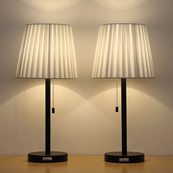 HAITRAL Two Contemporary Black Modern Bed Lamp Vintage Accent Lamp (HT-TH19-02X2)