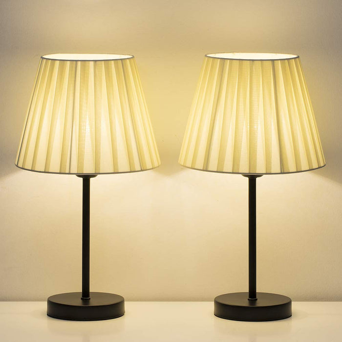 HAITRAL Two Contemporary Beige Modern Bed Lamp Vintage Accent Lamp (HT-TH70-35X2)