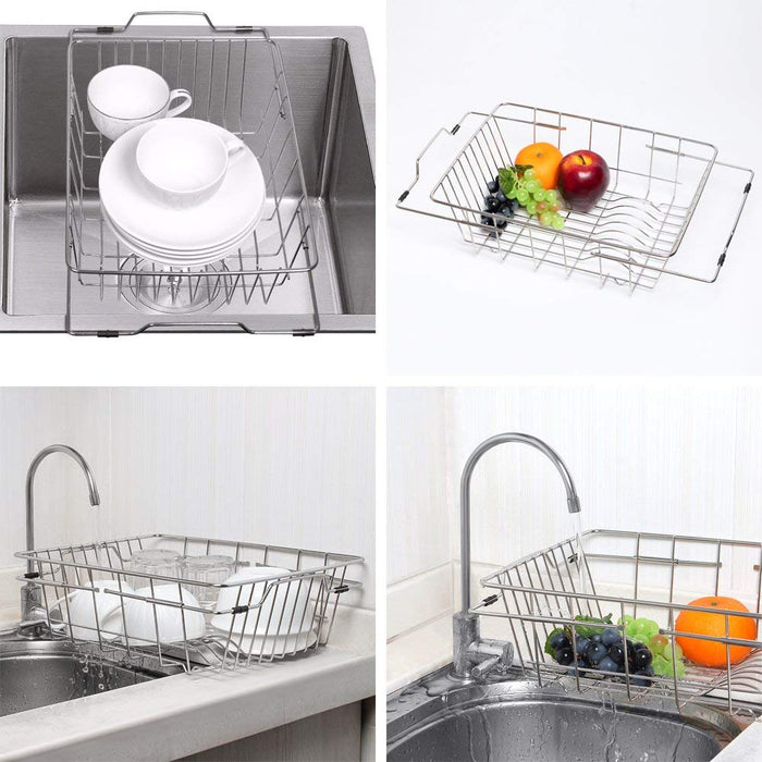 NEX Over The Sink Dish Drying Basket- Stainless Steel Material, Adjustable For Storage, Utensils, Kitchenware (NX-KD25-31S)