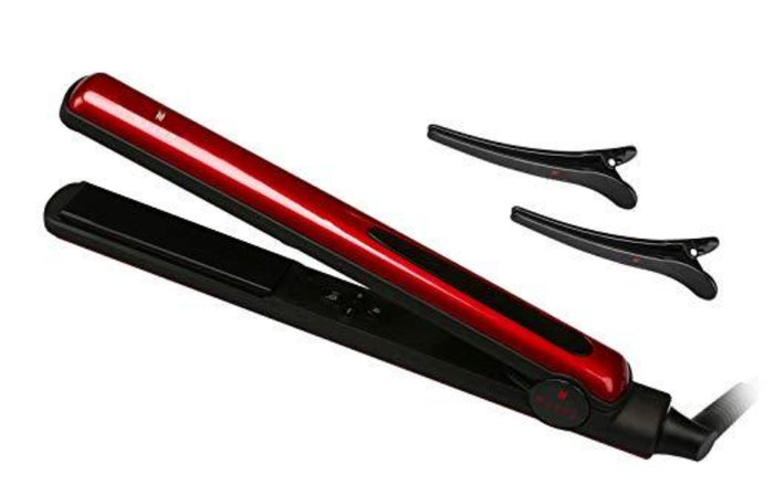 WAZOR Mini Hair Curling Iron With 1 Inch Ceramic Tourmaline, Dual Voltage, PTC Heater, Mini Size- Red Color (WAZOR-008)