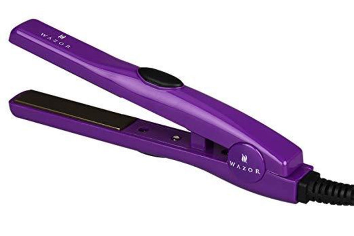 WAZOR Mini Hair Curling Iron With ½ Inch Ceramic Tourmaline, Dual Voltage, PTC Heater, Mini Size- Purple (WAZOR-082)